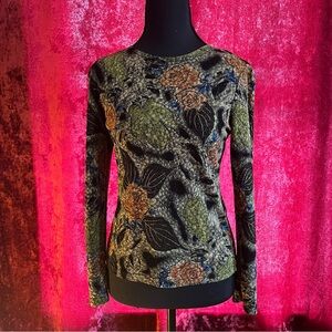 Long-Sleeve Sparkly Floral Top